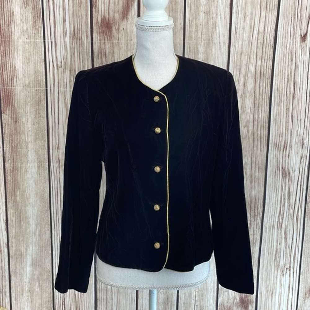 Norton McNaughton Vintage Velvet Jacket w/Gold Buttons and Accents - Size 8
